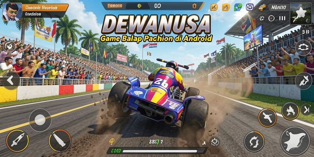 Gameplay seru DEWANUSA dengan mobil balap yang menakjubkan.