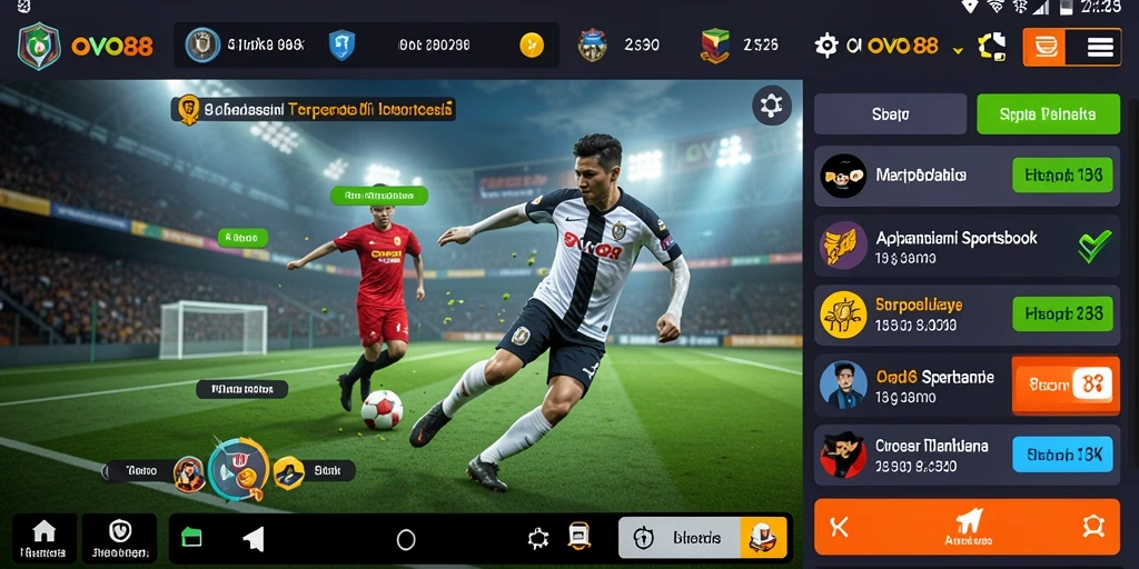 Tampilan layar OVO88 menampilkan fitur sportsbook menarik.