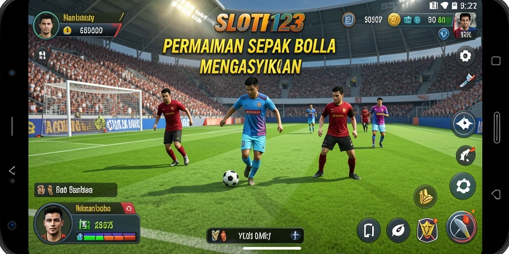 Tampilan gameplay SERU di SLOT123 dengan aksi sepak bola mendebarkan.