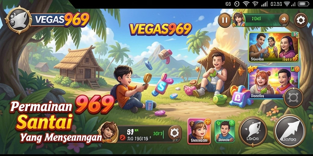 Tampilan gameplay <strong>VEGAS969</strong> dengan grafis cerah dan menarik.